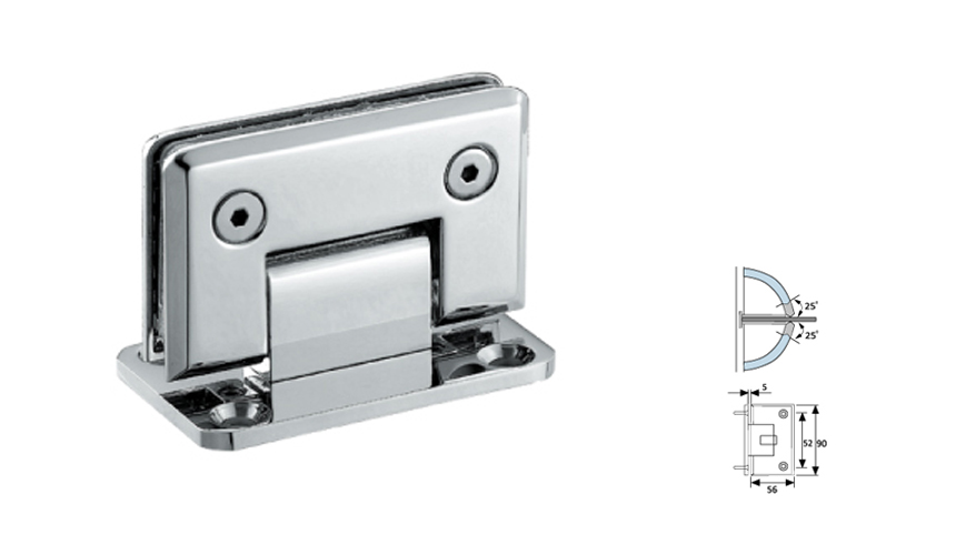 Glass Shower Hinge,Chamfer Edge 0°,Wall To Glass,Two ways